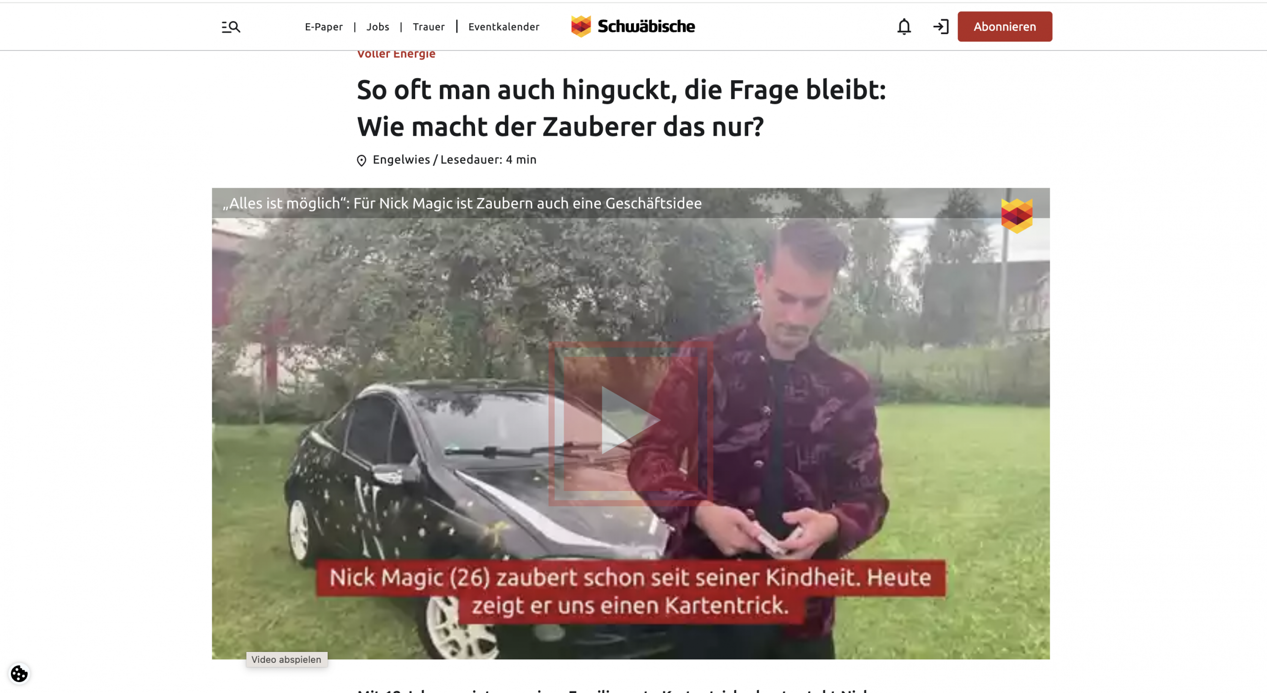 Screenshot des Interviews mit Schwäbische.de